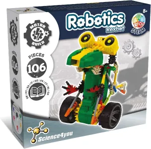 Science4you Robotics Rexbot - Robot Building Toy for Kids Age 8-14, Kit with 106 Pieces to Build Your Own Robot and Make it Move, Science Kit and STEM Toy for Kids 8  Years Old