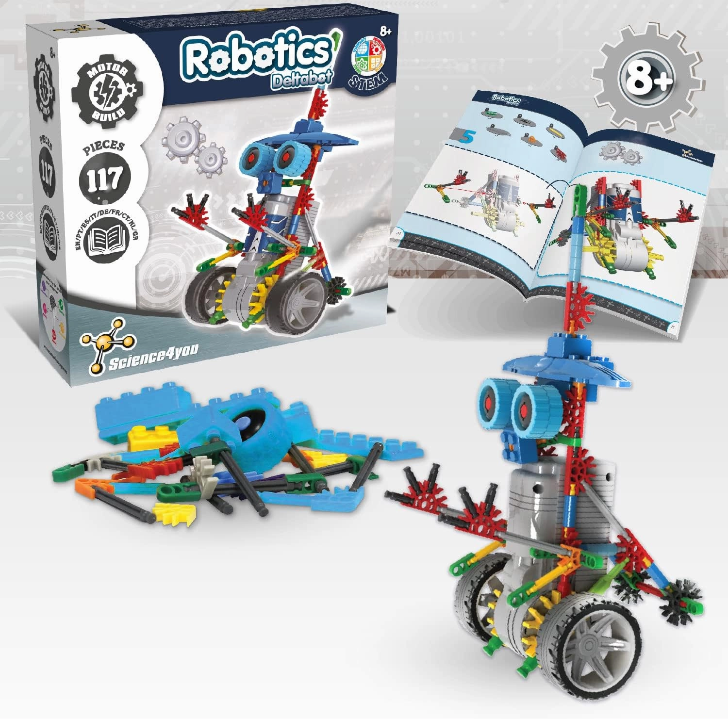 Science4you Deltabot Robot Toy Kit for Kids Age 8-12 - STEM 117 Pieces Robotics Kit, Build Your Own Robot Toy for Kids Age 8 , Educational Science Kits DIY Building Toys, Gift for Boys and Girls