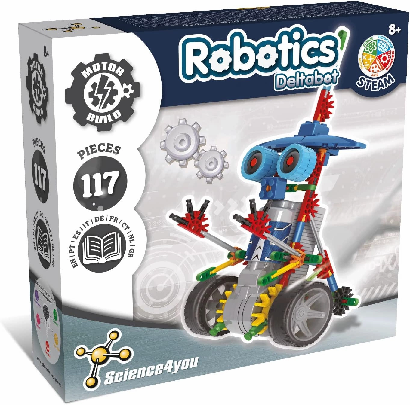 Science4you Deltabot Robot Toy Kit for Kids Age 8-12 - STEM 117 Pieces Robotics Kit, Build Your Own Robot Toy for Kids Age 8 , Educational Science Kits DIY Building Toys, Gift for Boys and Girls