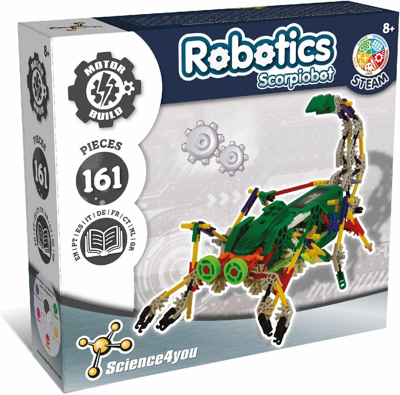Science4you Scorpiobot Robotics Kit for Kids - Building Robot Toys for Kids 8-12 Year olds, Robot Kit with 161 Pieces, Stem Games, Gift for 8  Year Olds Boys and Girls