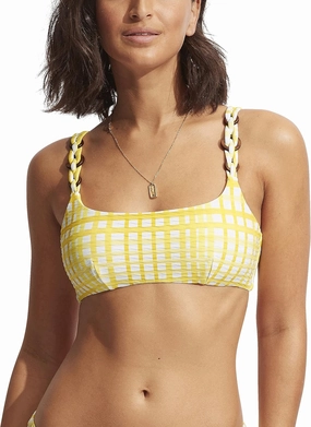 Seafolly Women's Bralette Bikini Top Swimsuit with Clip Back