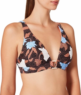 Seafolly Women's Standard Longline Triangle Bikini Top Swimsuit with Ring Front Detail