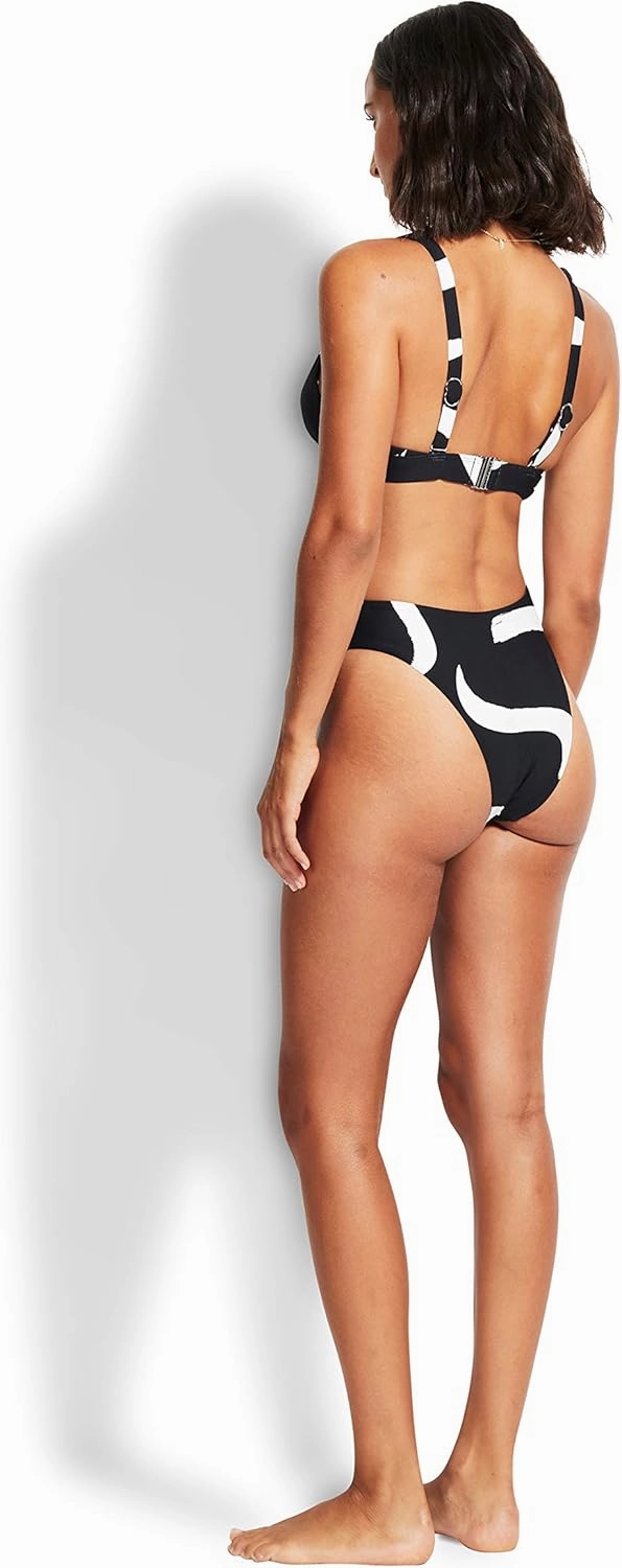 Seafolly Women's Standard Longline Triangle Bikini Top Swimsuit with Ring Front Detail