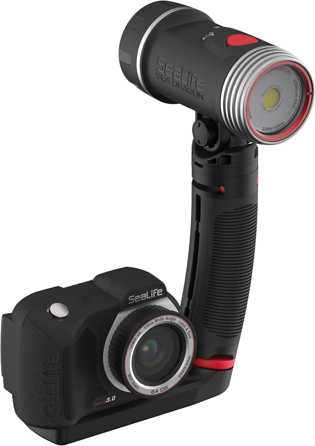 SeaLife Sea Dragon 2300F Underwater Photo-Video Light, Bright and Colorful Video and Photos, for Scuba and Snorkeling with Compact and Action Cameras (with Flex-Connect Grip and Tray)