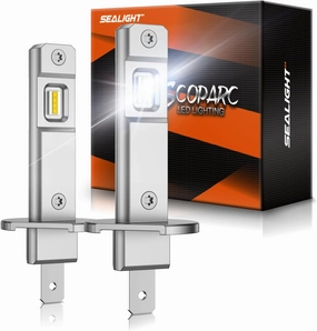 SEALIGHT H1 Bulbs 33000LM Super Bright, 1:1 Size Stock S6 H1 Light No Adapter Required No Cordless, 6500K Cool White Hi/Lo Bulbs, Plug-N-Play, Driving Fog Spot Light Assemblies, Pack of 2