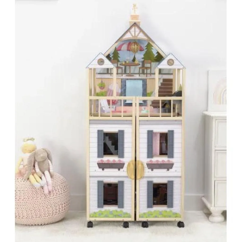 Secret Reveal Wooden Mansion Dollhouse with Lights, Sounds and 47 Accessories
