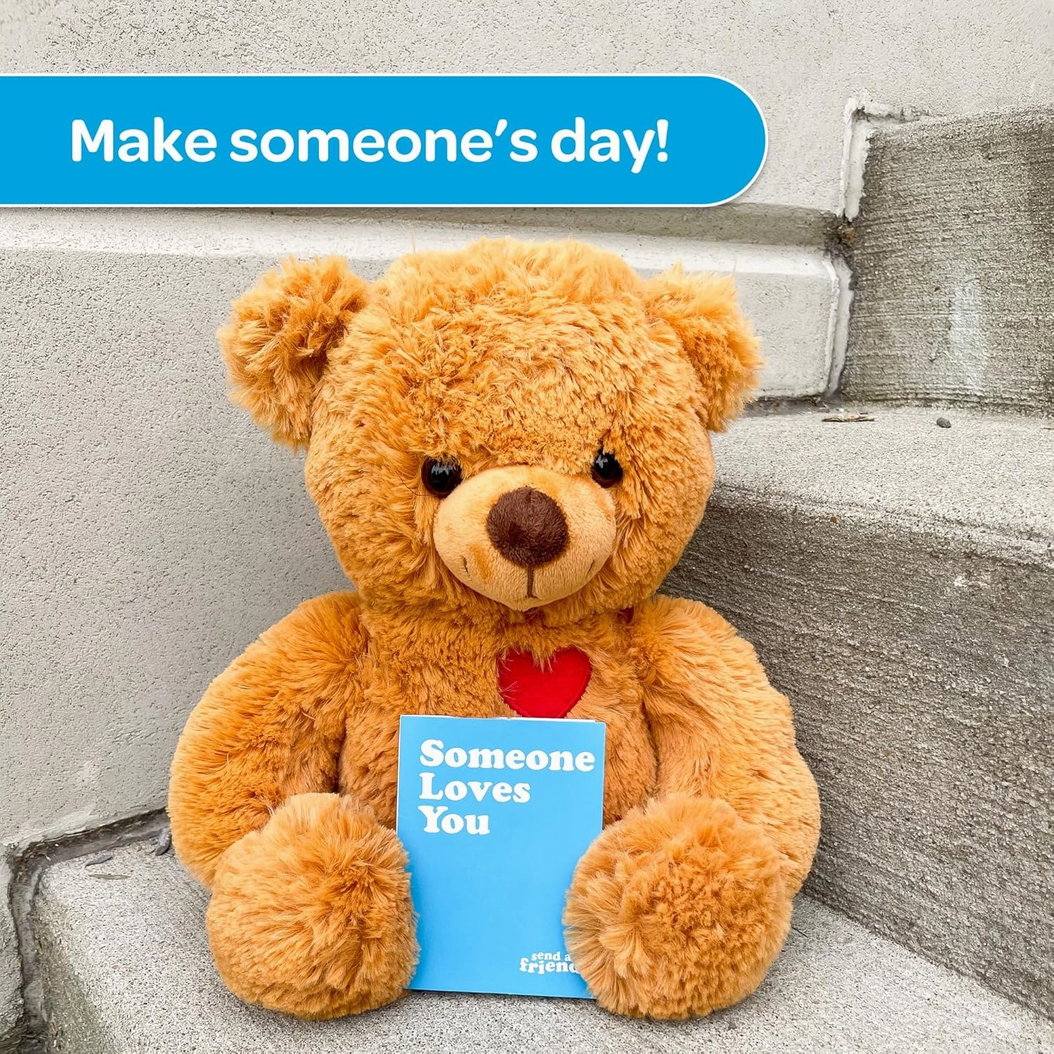 SendAFriend Toby The Teddy Bear Stuffed Animal Care Package, Someone Loves You Box, Great Gift for Any Reason (Love You Notecard)