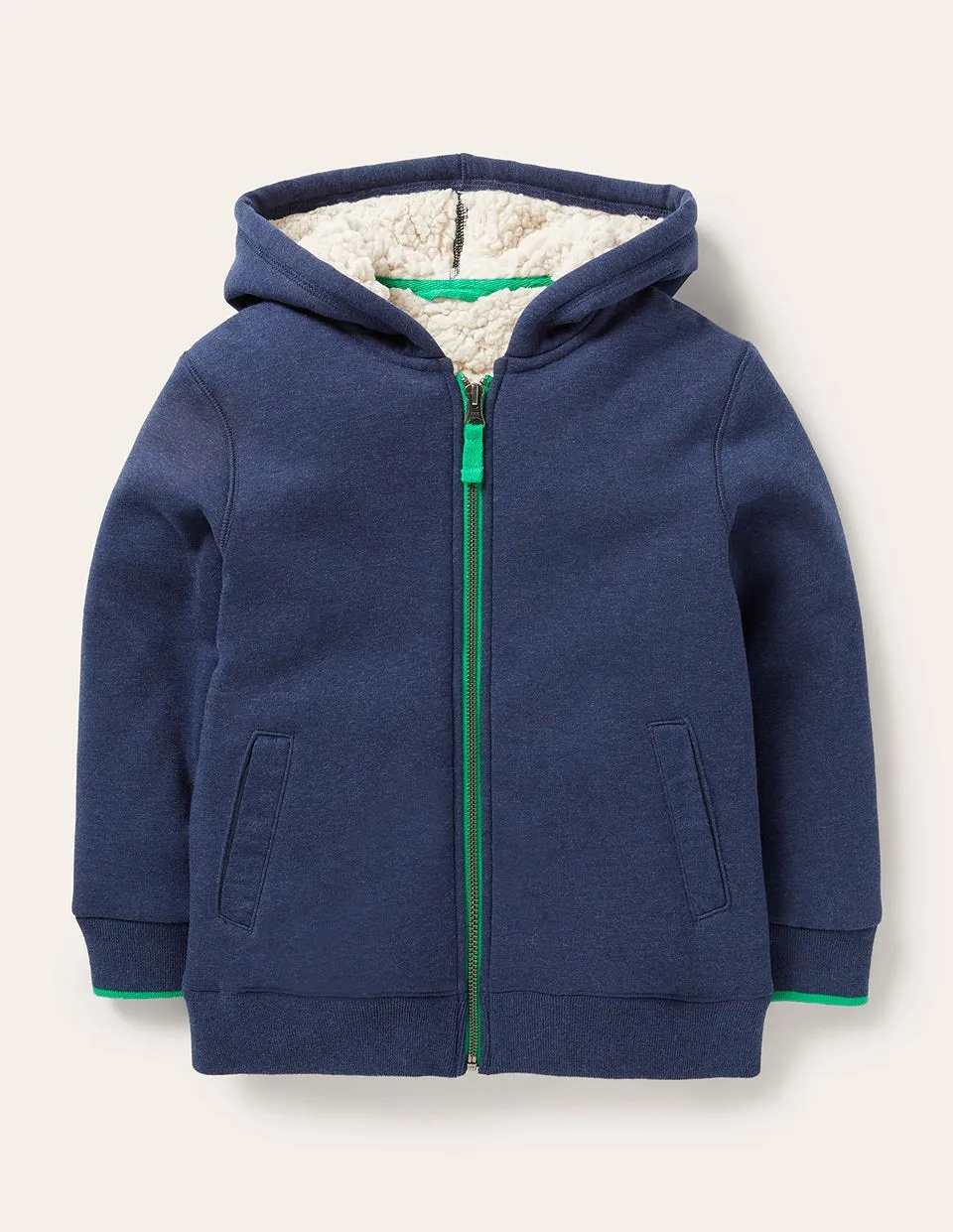 Shaggy-Lined Hoodie-College Navy Marl