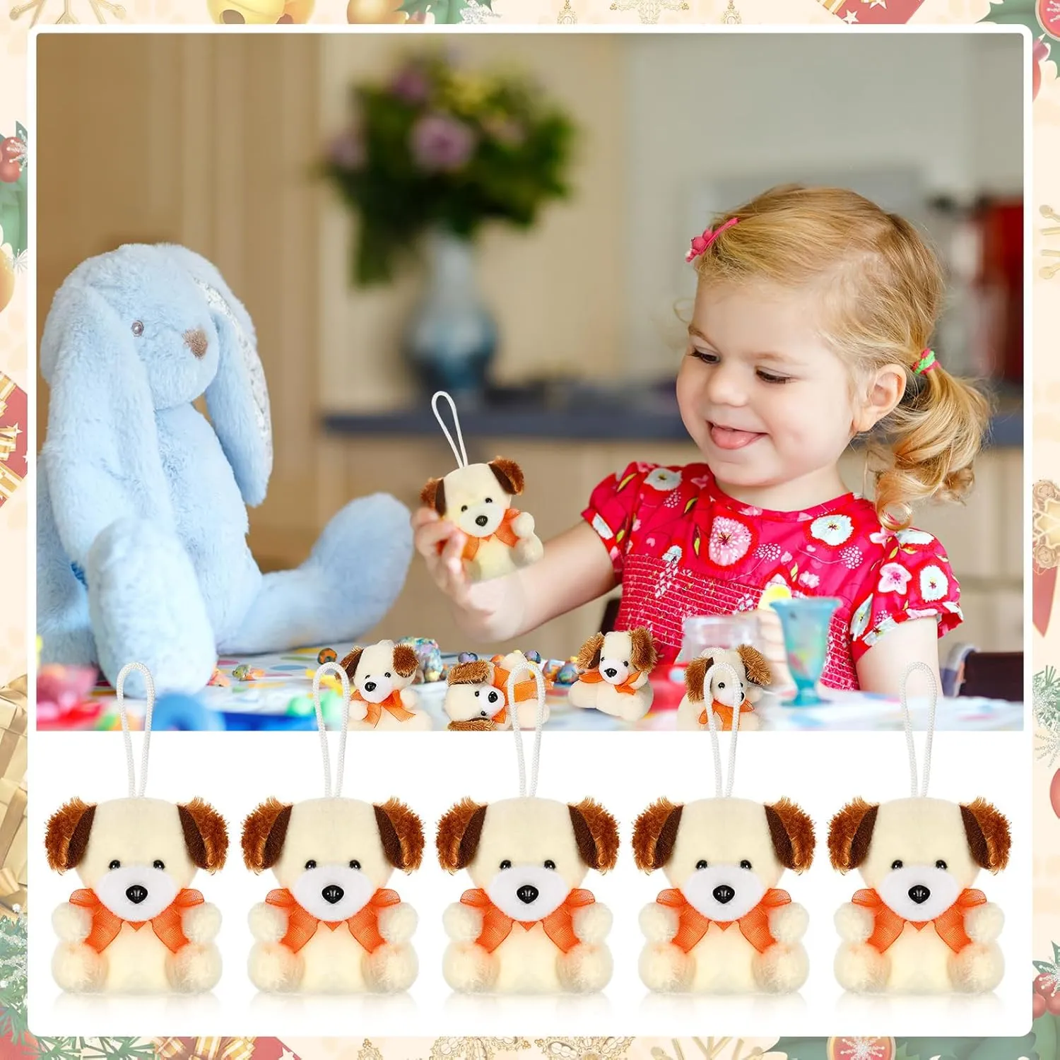 Shappy 50 Pcs Mini Animal Plush Toys Small Stuffed Animals Bulk Cute Tiny Plushies Keychains for Gift Party Carnival Prize(Dog)