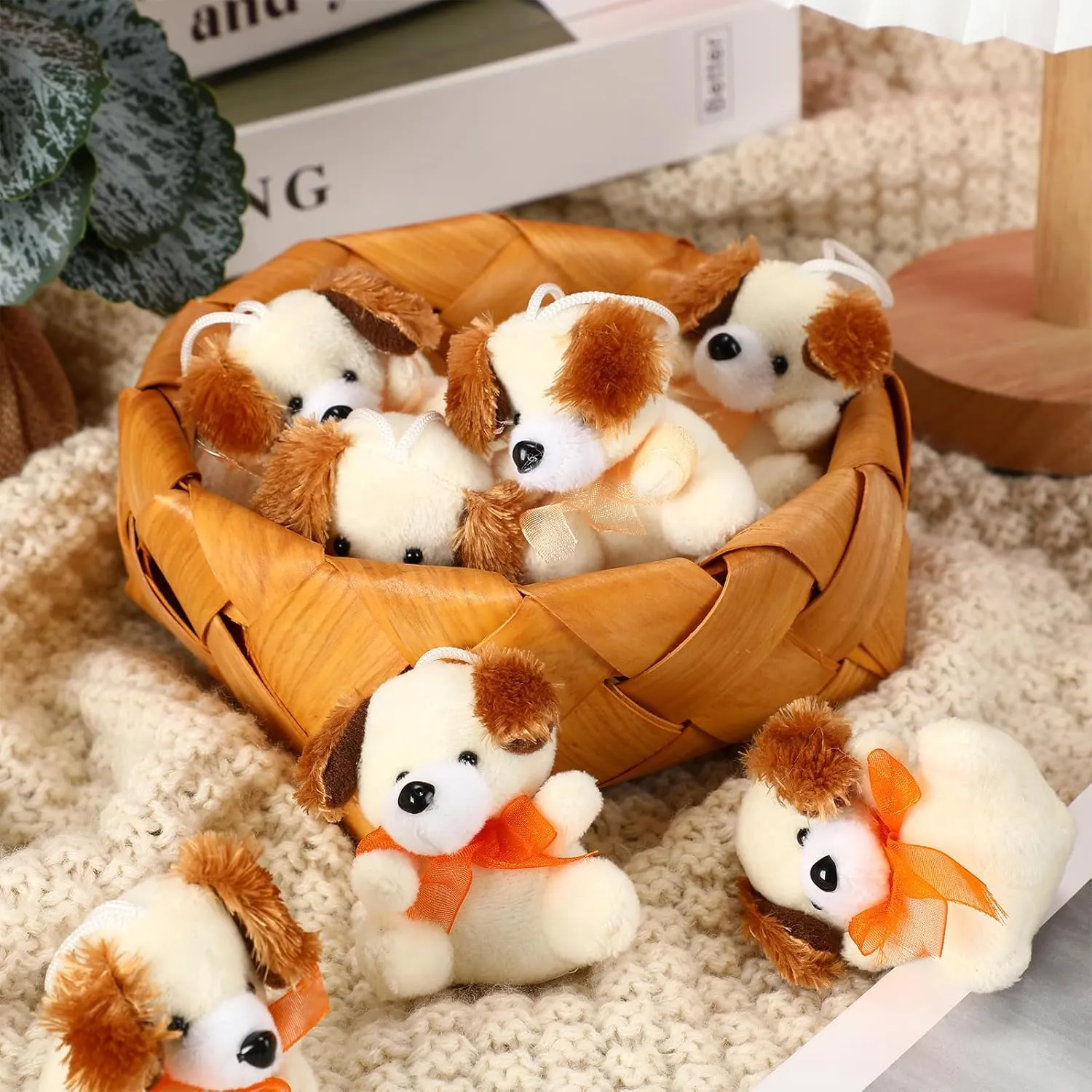 Shappy 50 Pcs Mini Animal Plush Toys Small Stuffed Animals Bulk Cute Tiny Plushies Keychains for Gift Party Carnival Prize(Dog)