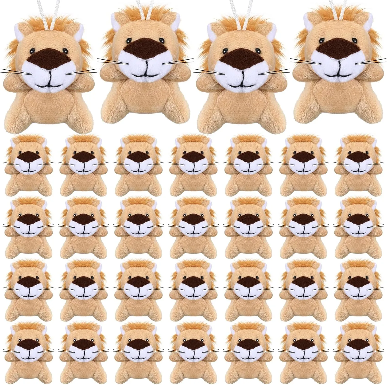 Shappy 50 Pcs Mini Animal Plush Toys Small Stuffed Animals Bulk Cute Tiny Plushies Keychains for Gift Party Carnival Prize(Lion)