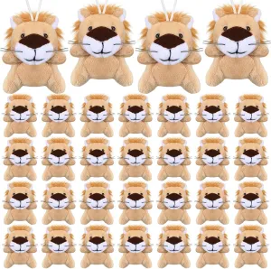 Shappy 50 Pcs Mini Animal Plush Toys Small Stuffed Animals Bulk Cute Tiny Plushies Keychains for Gift Party Carnival Prize(Lion)