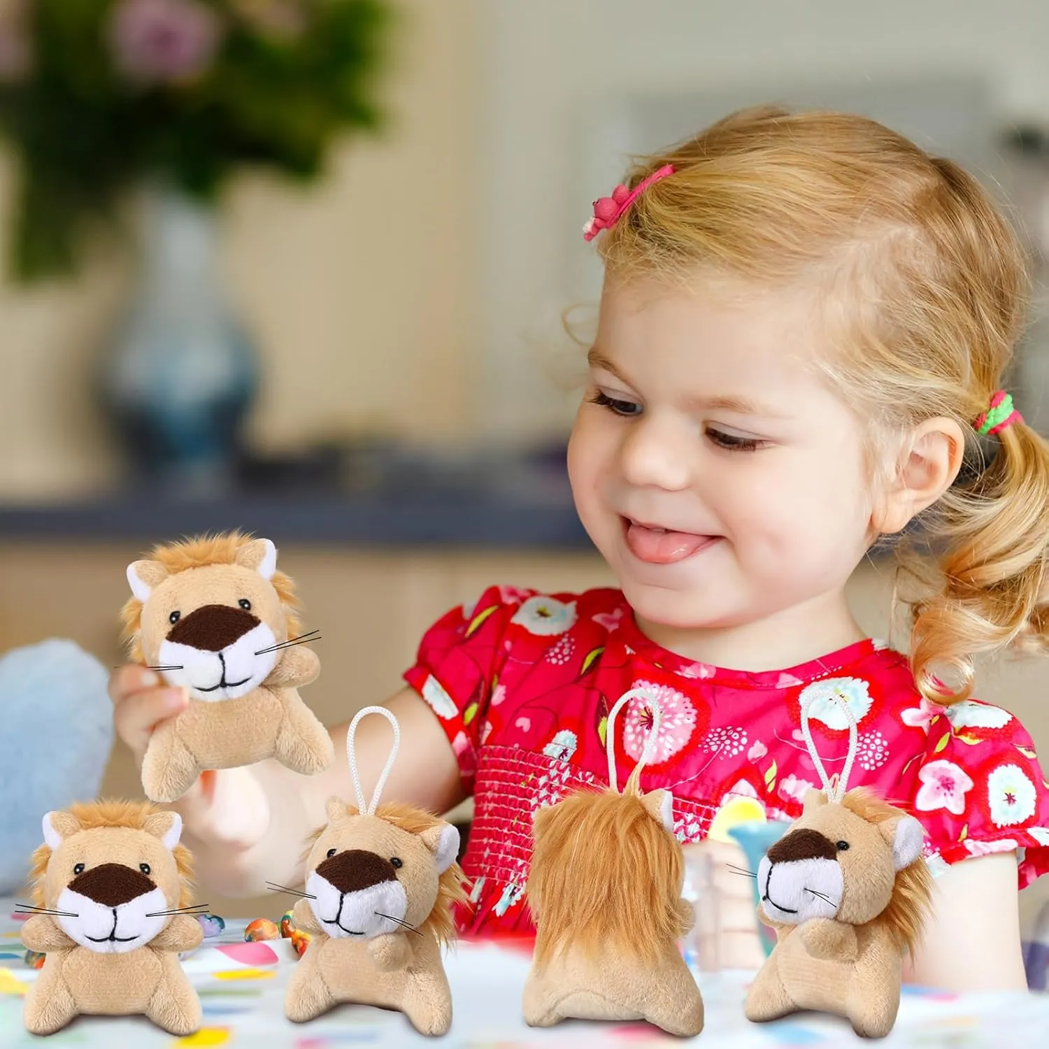 Shappy 50 Pcs Mini Animal Plush Toys Small Stuffed Animals Bulk Cute Tiny Plushies Keychains for Gift Party Carnival Prize(Lion)