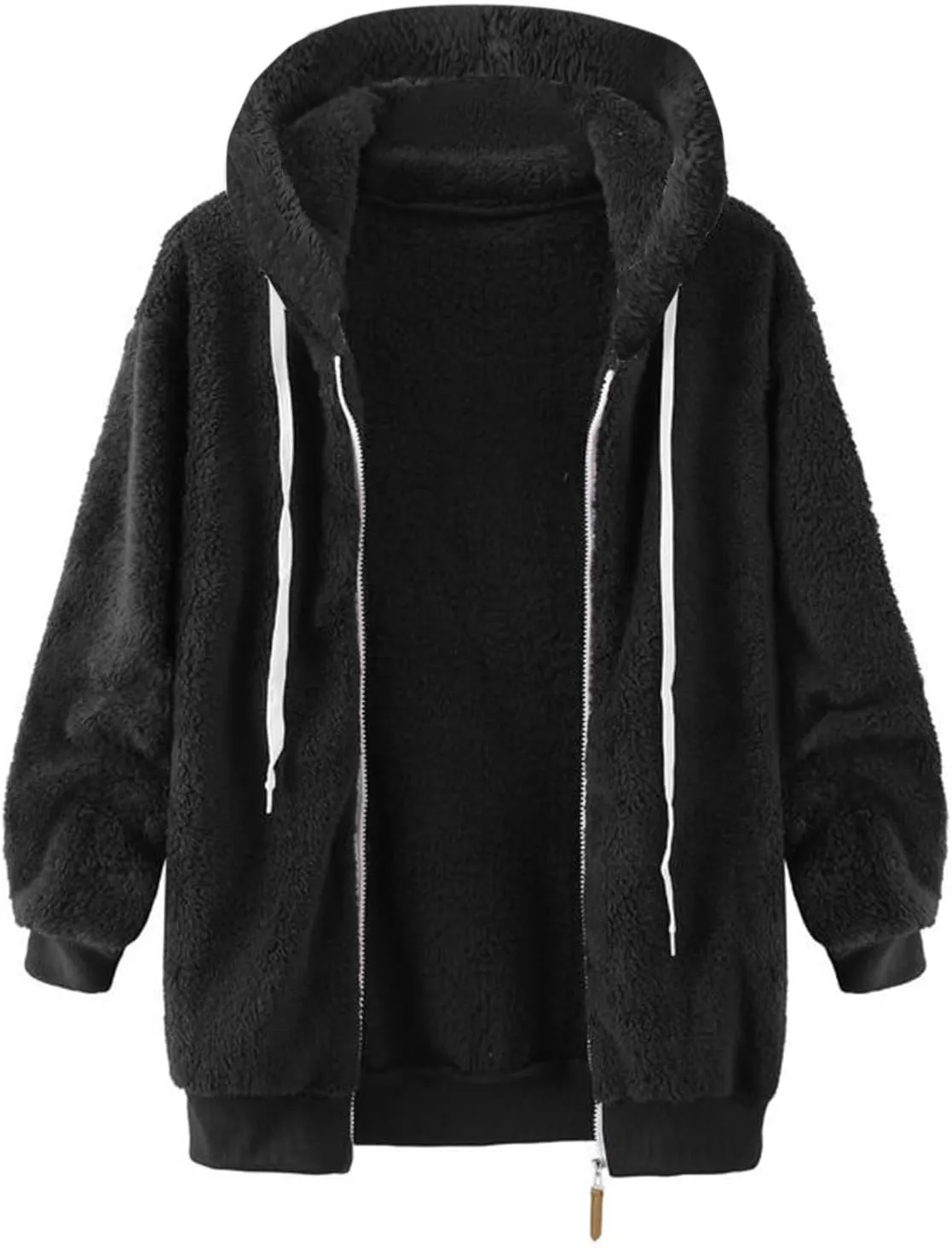 Sherpa Jacket Women 2024 Plus Size Zip Up Hooded Fuzzy Fleece Fluffy Coat Cozy Warm Winter Casual Shearling Coats