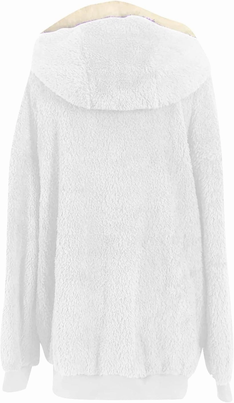 Sherpa Jackets For Women Fashion Winter Fuzzy Fleece Teddy Coat Hooded Zip Up Shaggy Fluffy Coats Warm Winter Outwear