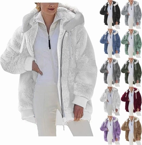 Sherpa Jackets For Women Fashion Winter Fuzzy Fleece Teddy Coat Hooded Zip Up Shaggy Fluffy Coats Warm Winter Outwear