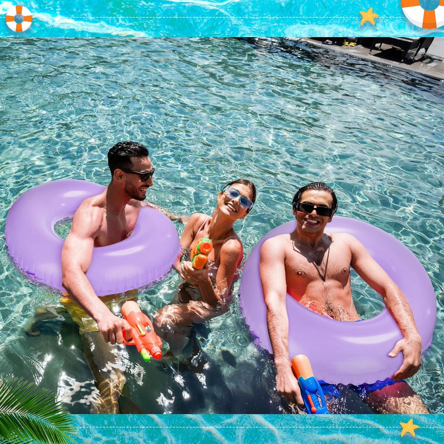ShinyRelief 4 Pcs Inflatable Pool Floats 33 Inch Swim Rings for Adults Colorful Swim Inner Tube Swimming Ring Raft Float Toys for Beach Swimming Pool Party Supplies(Dark Purple)