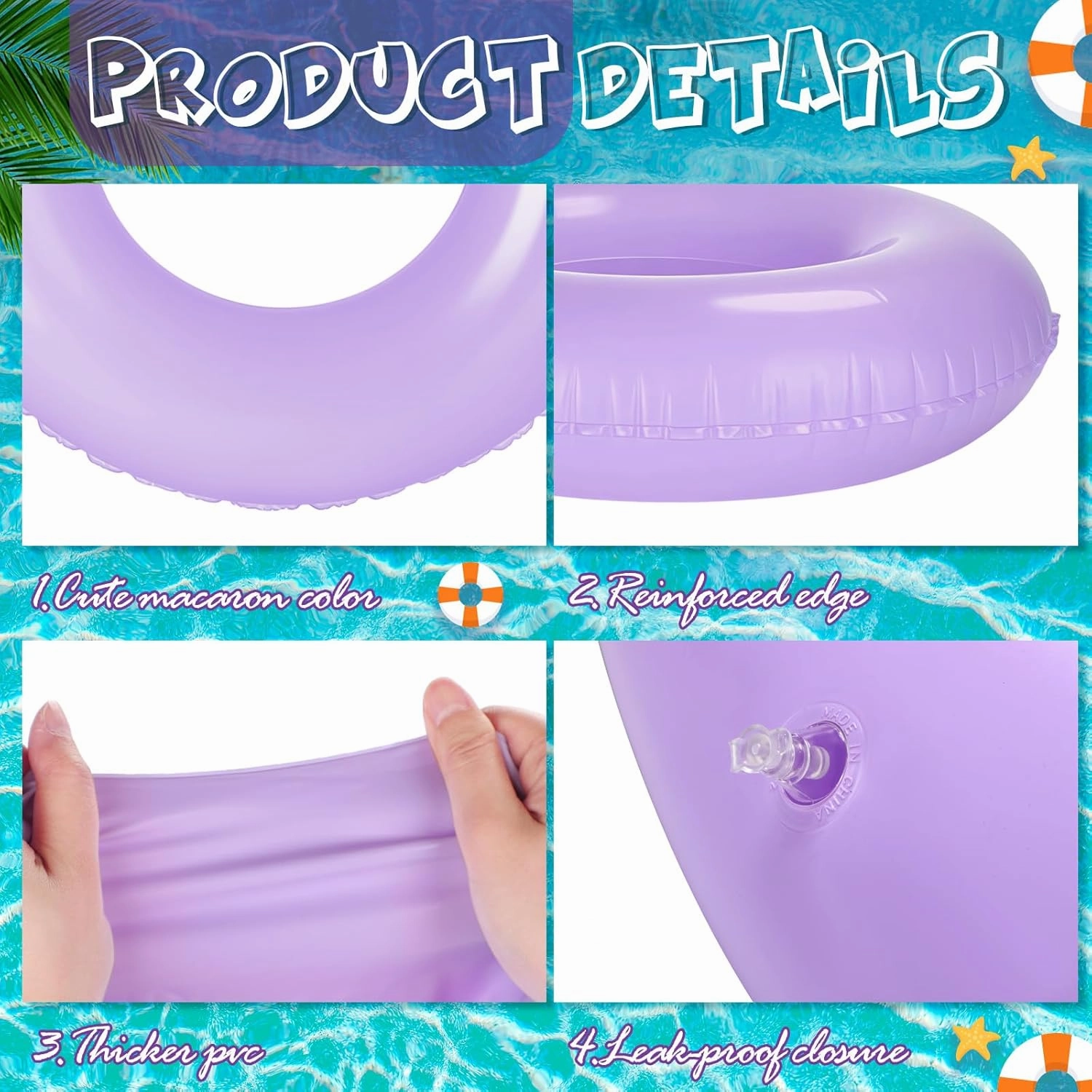 ShinyRelief 4 Pcs Inflatable Pool Floats 33 Inch Swim Rings for Adults Colorful Swim Inner Tube Swimming Ring Raft Float Toys for Beach Swimming Pool Party Supplies(Dark Purple)