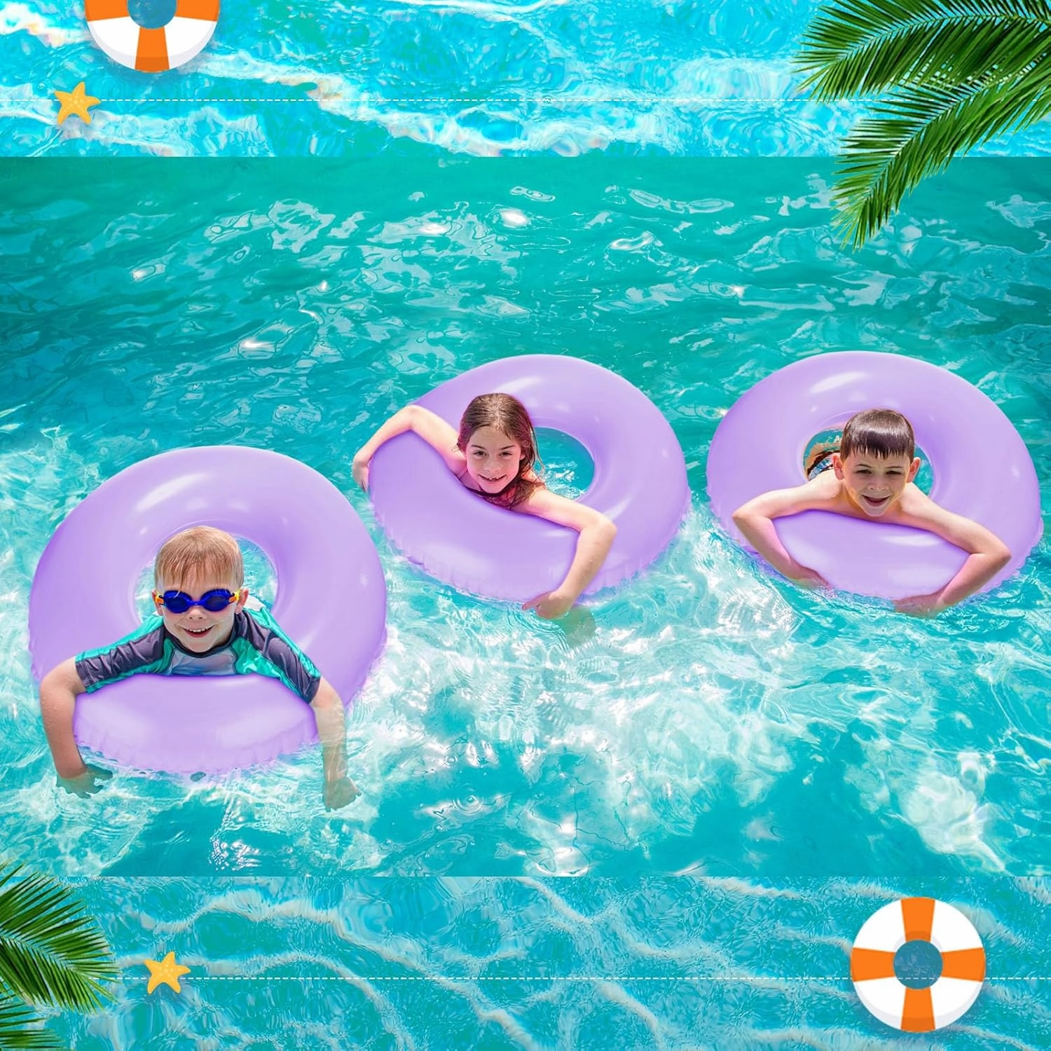ShinyRelief 4 Pcs Inflatable Pool Floats 33 Inch Swim Rings for Adults Colorful Swim Inner Tube Swimming Ring Raft Float Toys for Beach Swimming Pool Party Supplies(Dark Purple)