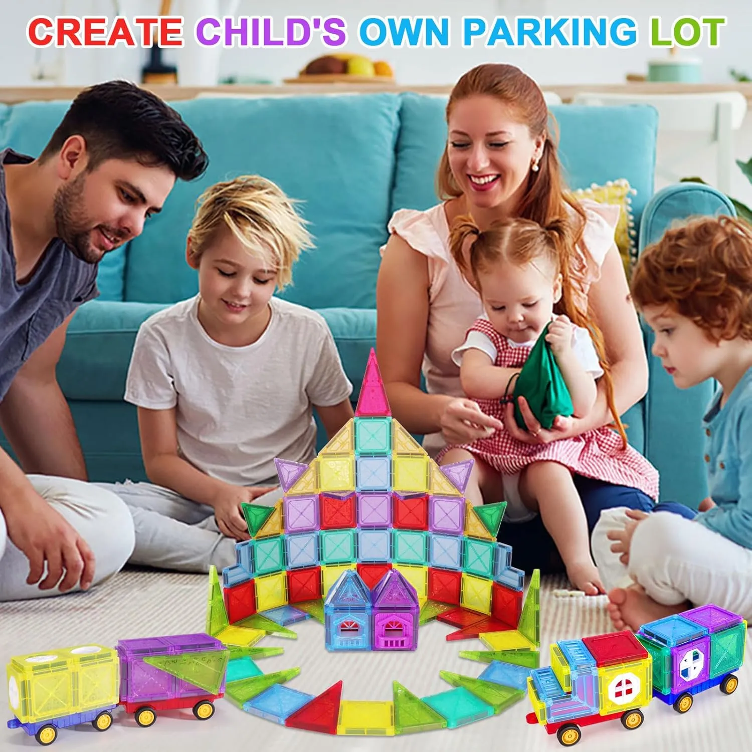 ShowyLive Magnetic Tiles for Kids Ages 4-8, 110PCS Set with 2 Cars, Magnetic Building Tiles, Mini Magnatiles, STEM Learning Toy, Safe & Durable, Magnetic Toys for Endless Fun and Educational Play