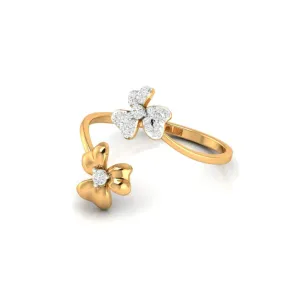 Silver Yellow Gold Adjustable Dual Twist Floral Elegant Ring for Women