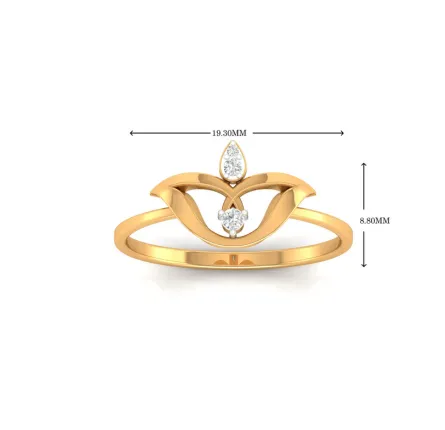 Silver Yellow Gold Adjustable Lotus Floral Cutout Inspired Diamond Accent Ring for Women