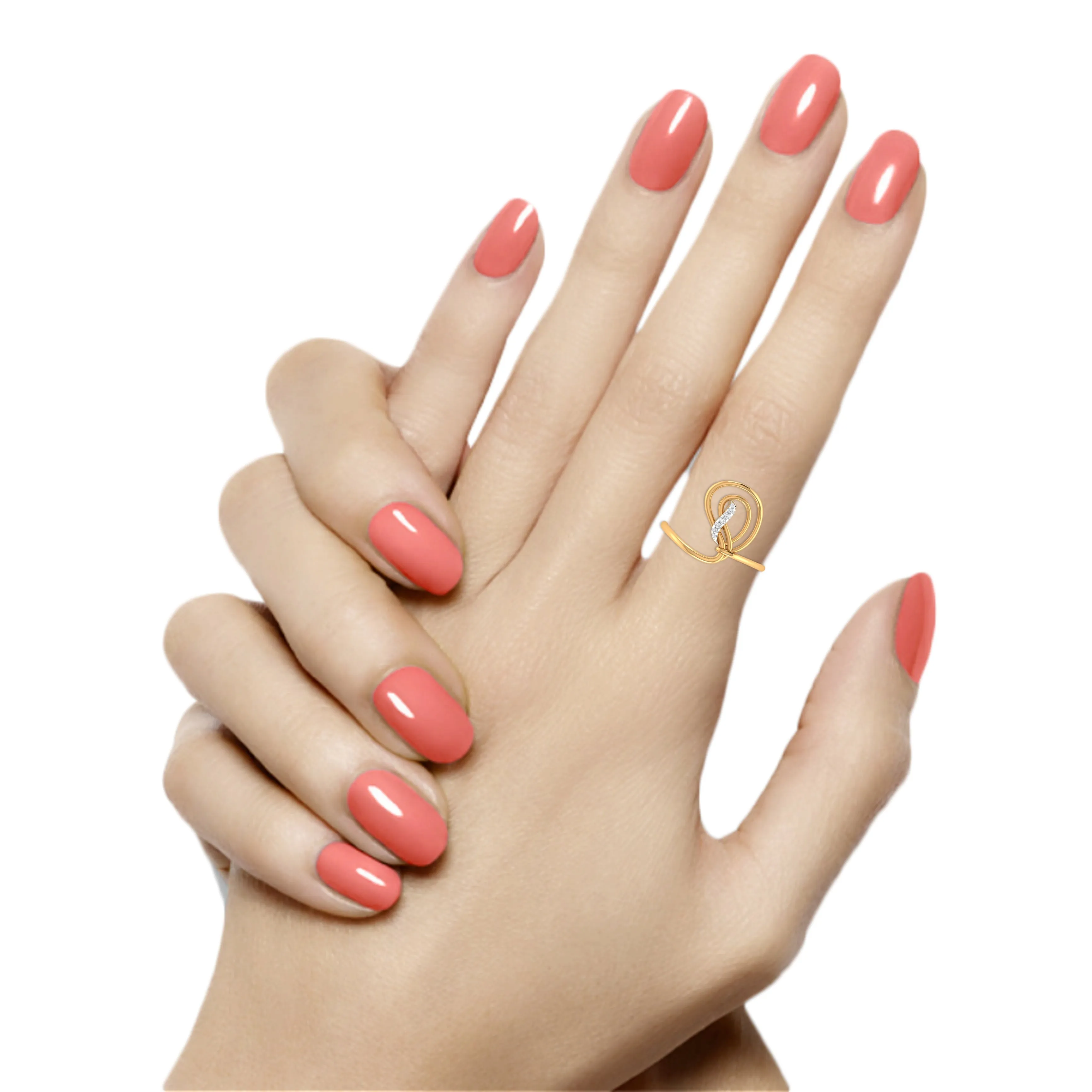 Silver Yellow Gold Adjustable Open Curved Abstract Diamond Accent Ring For Woman