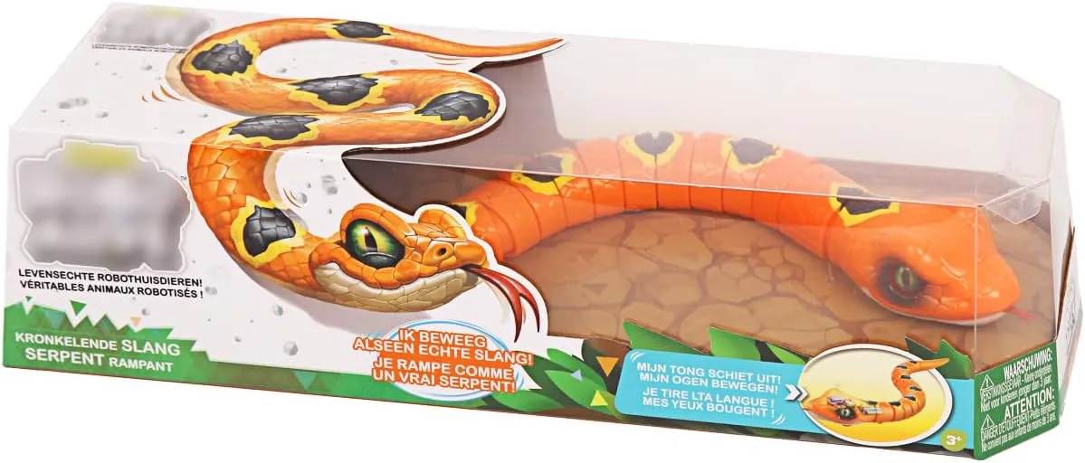 Sliding Snake Simulation Plastic Toy Battery Powered Robot Reptile Prank Toy (Orange)