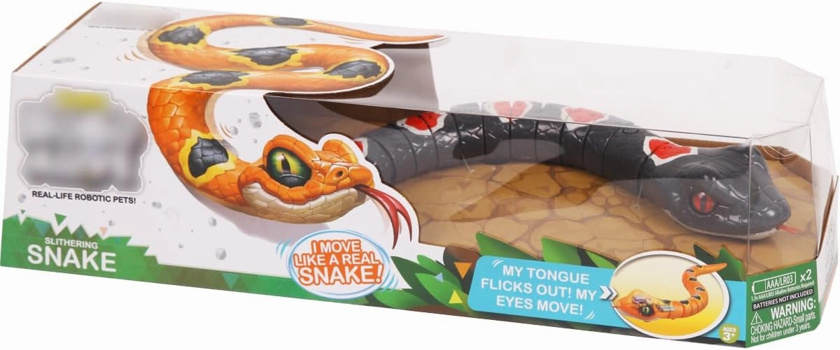 Sliding Snake Simulation Plastic Toy Battery Powered Robot Reptile Prank Toy (Gray)