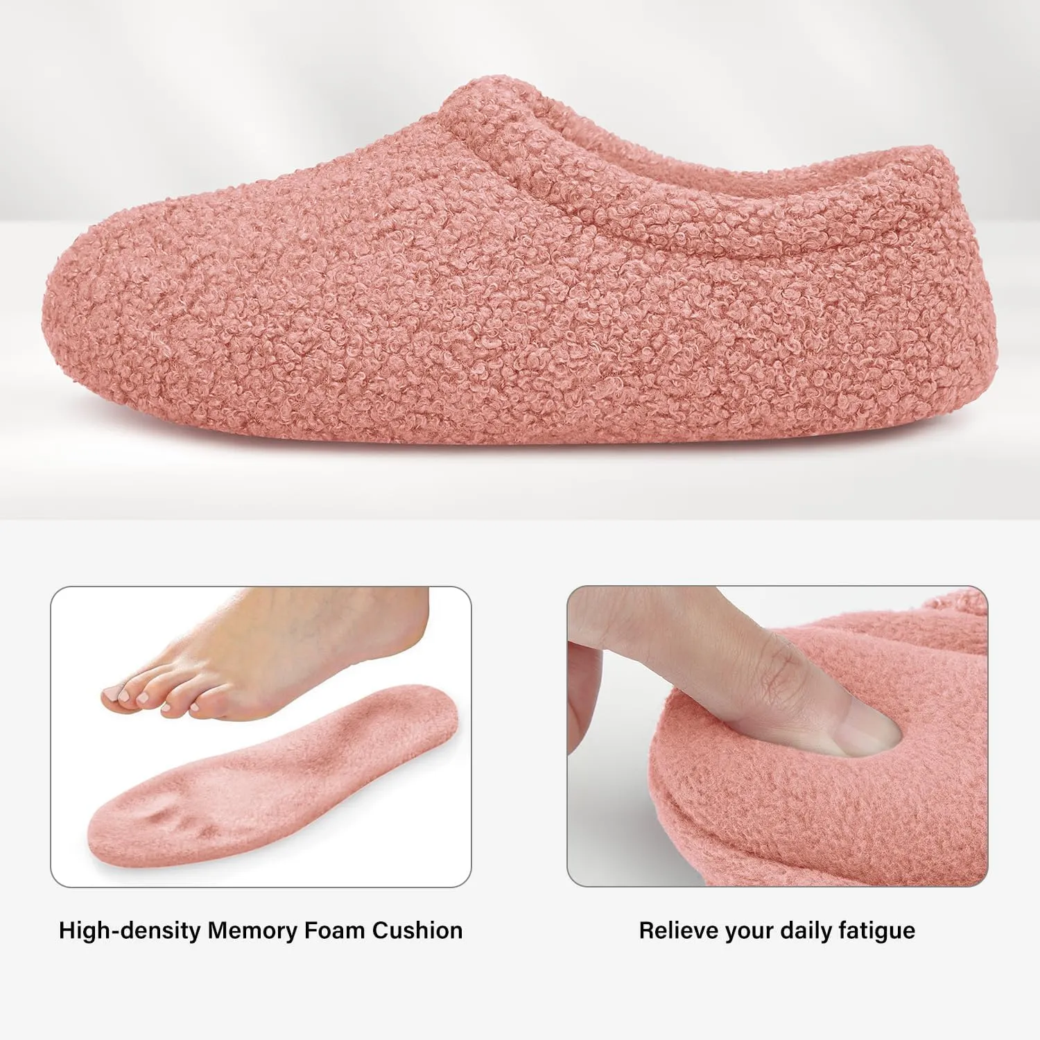 Slippers for Women Indoor Fuzzy Womens Mens Slippers Bedroom House Shoes with Memory Foam Curly Fleece for Indoor Outdoor