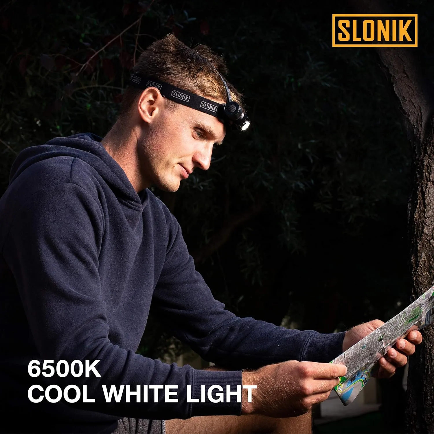 SLONIK 600 Lumens LED Headlamp Rechargeable with Head Strap – Ultra Bright Heavy-Duty Waterproof Headlamp for Adults - Hard Hat Light for Mechanics & Construction Workers - Running Lights for Runners