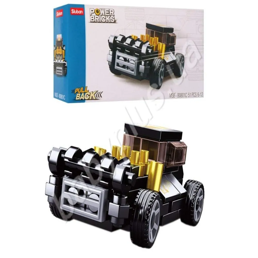 Sluban M38-B0801C Power-bricks Theme Pull Back Car - 51 Piece