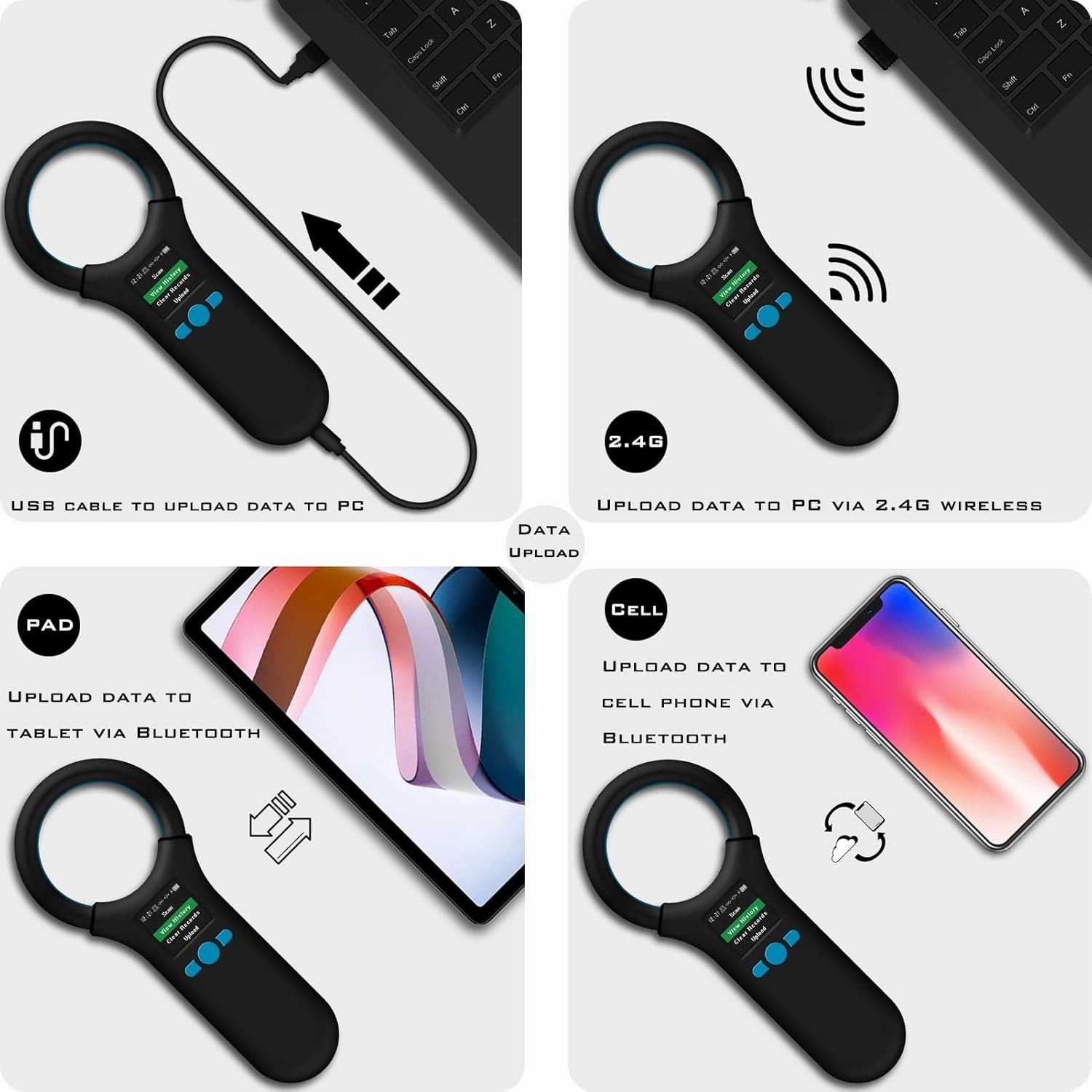 Smoostart Multifunction Bluetooth Microchip Scanner, Pet Microchip Reader with Latest Operating System, FDX-B/EMID 500 Records Data History Locally Available Or Upload to PC/Cell Phone/PAD
