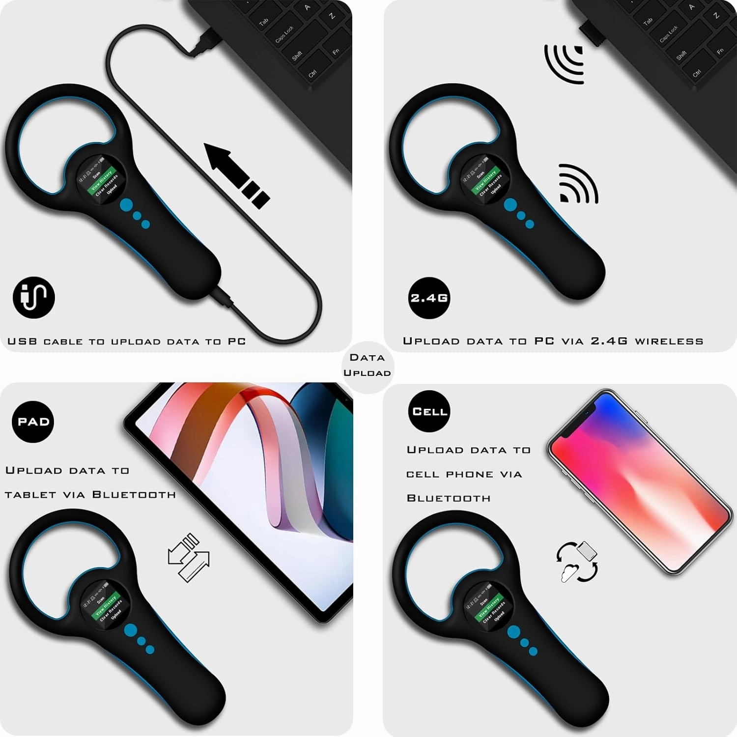 Smoostart Multifunction Bluetooth Microchip Scanner, Pet Microchip Reader with Latest Operating System, FDX-B/EMID 500 Records Data History Locally Available Or Upload to PC/Cell Phone/PAD