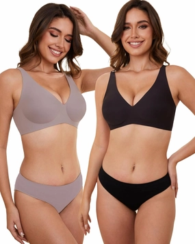 Smooth V Bras for Women No Underwire Seamless Plunge Bralettes T Shirt Sleep Everyday Bra with Bra Extender