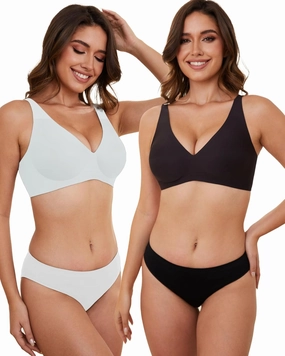 Smooth V Bras for Women No Underwire Seamless Plunge Bralettes T Shirt Sleep Everyday Bra with Bra Extender