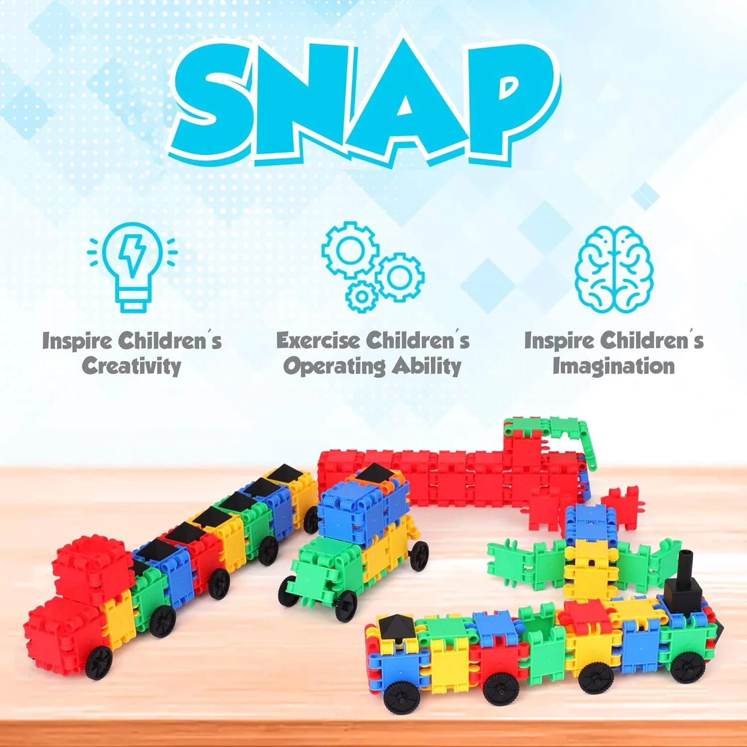 Snap Building Bricks 400 Pcs Connecting Toy - Strong Durable Colorful Block Set w Storage, Interlinking Construction Blocks for Kids - STEM Development, Creativity and Educational Children Toys, 4 