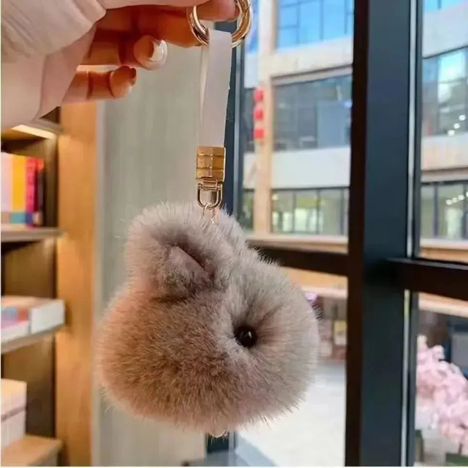 Snuggle-Soft Fur Bunny Plush Keychain