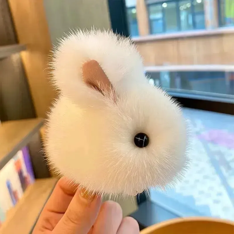 Snuggle-Soft Fur Bunny Plush Keychain