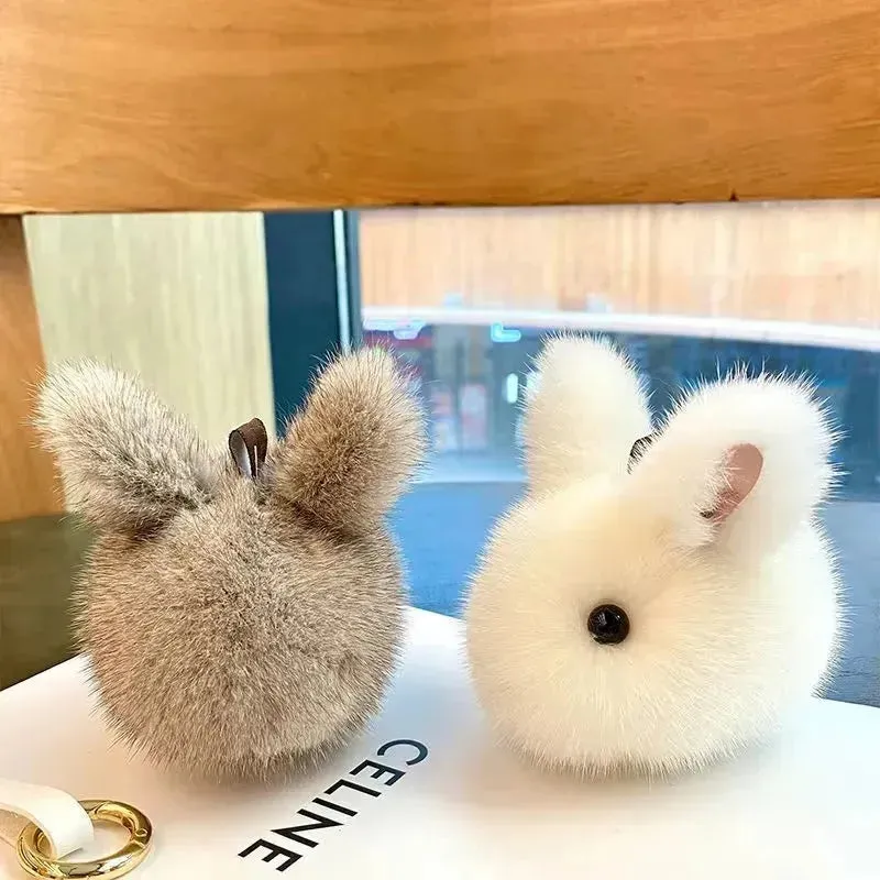 Snuggle-Soft Fur Bunny Plush Keychain
