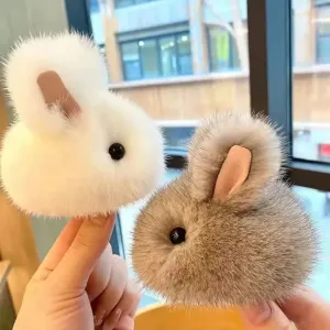 Snuggle-Soft Fur Bunny Plush Keychain