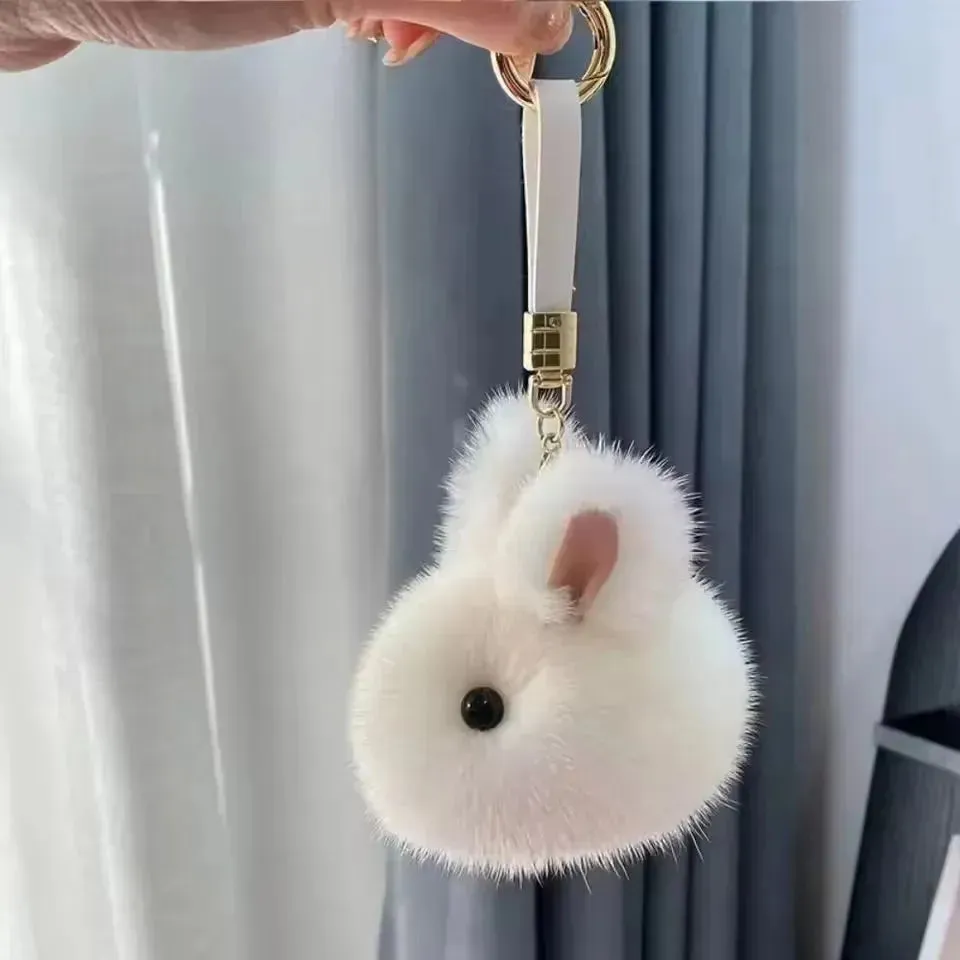 Snuggle-Soft Fur Bunny Plush Keychain