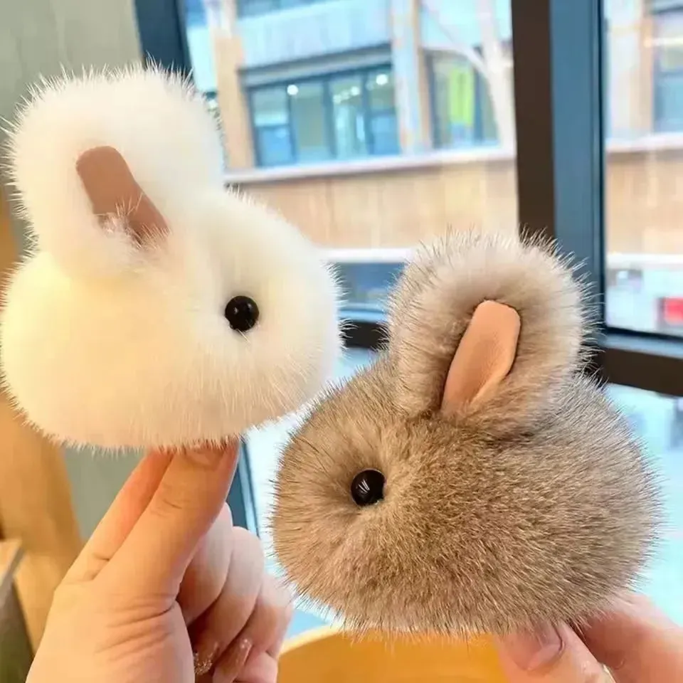 Snuggle-Soft Fur Bunny Plush Keychain