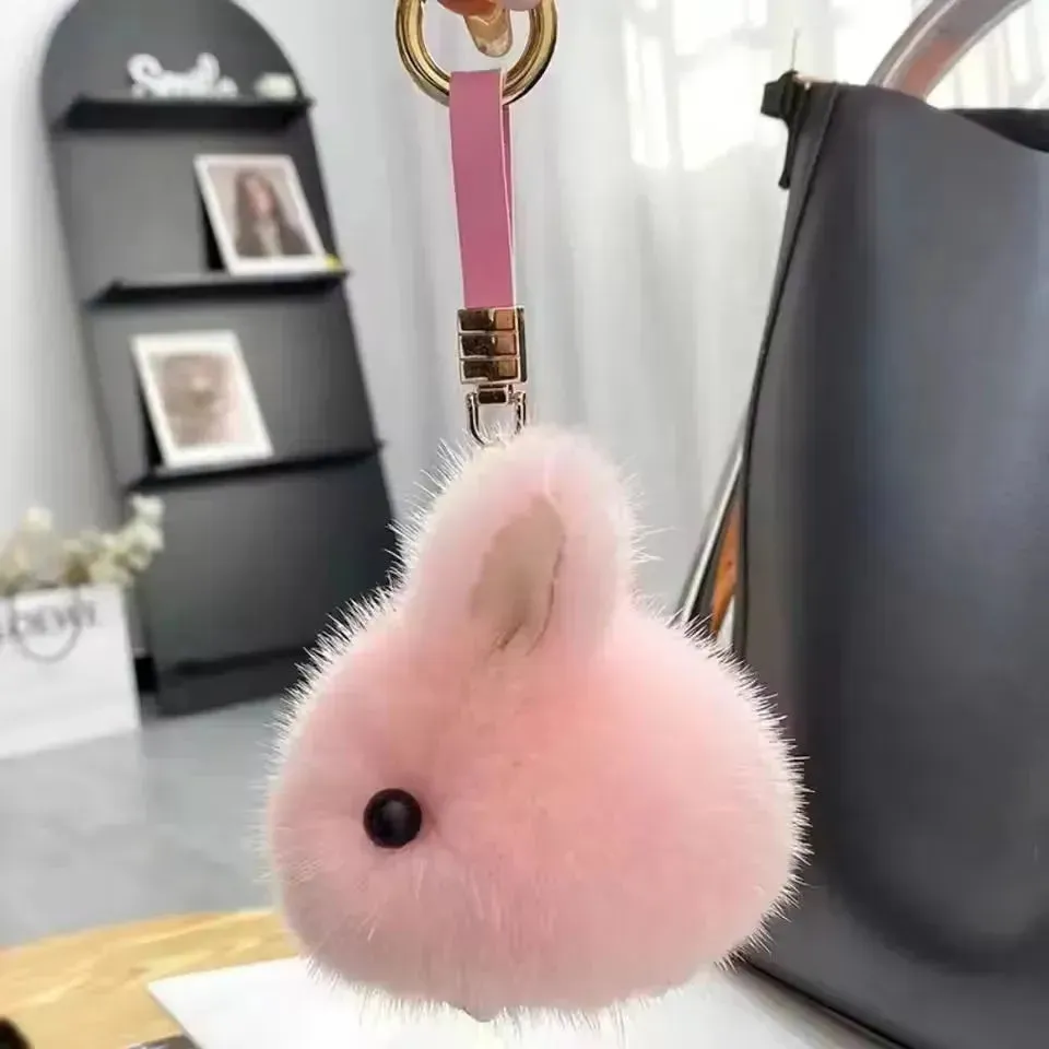 Snuggle-Soft Fur Bunny Plush Keychain