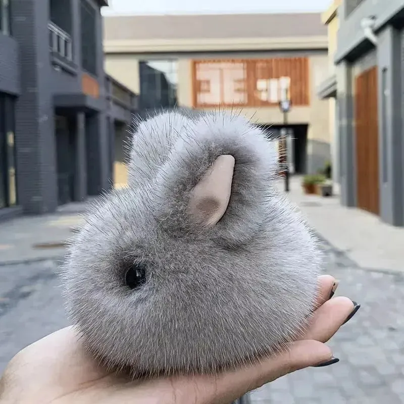 Snuggle-Soft Fur Bunny Plush Keychain