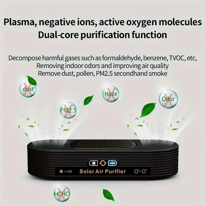 Solar & USB Air Purifier Deodorizer for Car