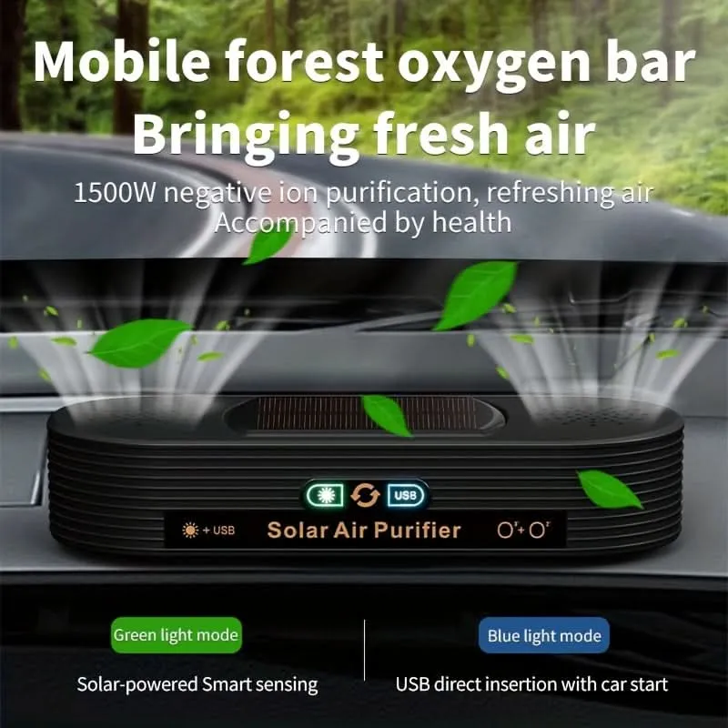 Solar & USB Air Purifier Deodorizer for Car