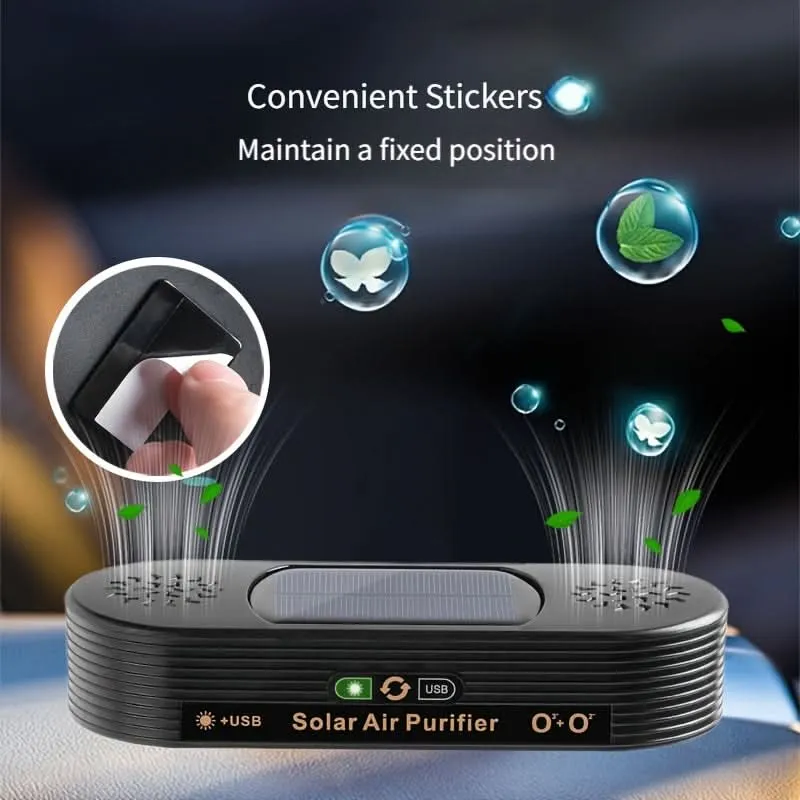 Solar & USB Air Purifier Deodorizer for Car