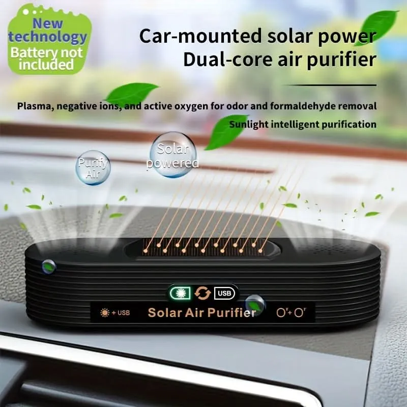 Solar & USB Air Purifier Deodorizer for Car