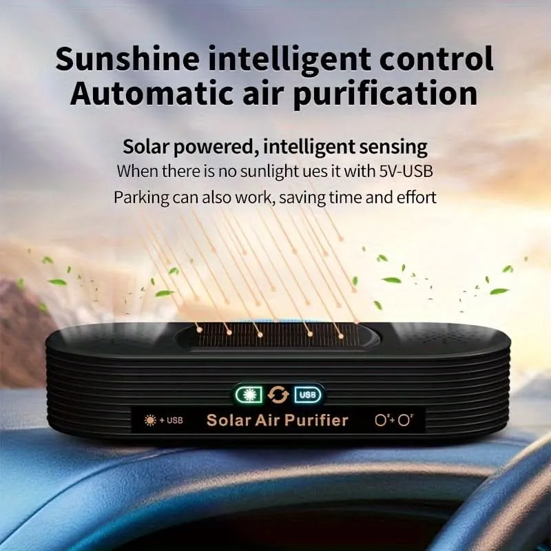 Solar & USB Air Purifier Deodorizer for Car